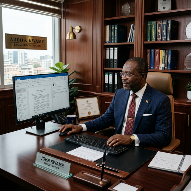 Avocat africain dans un bureau en bois moderne