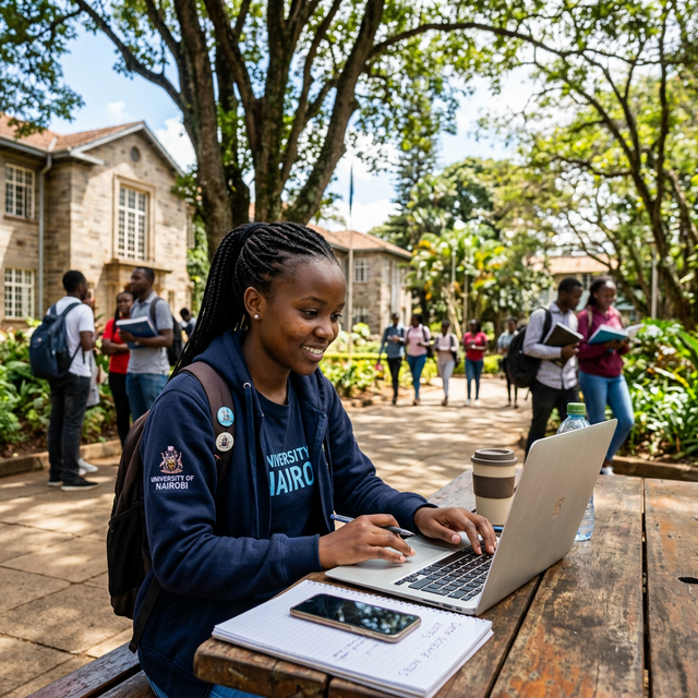 Étudiant africain utilisant un ordinateur