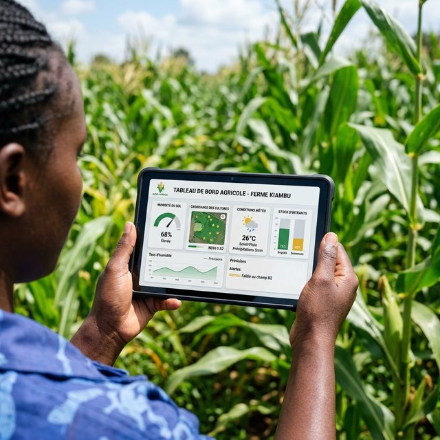 Tableau de bord agritech dans un champ