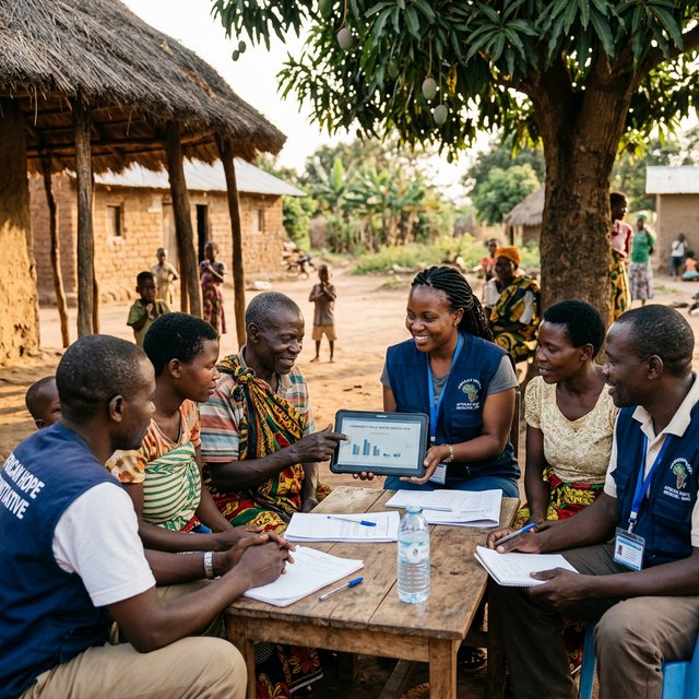 ONG africaine en réunion avec des bénéficiaires