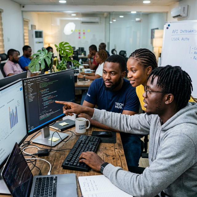 Développeurs africains dans une startup
